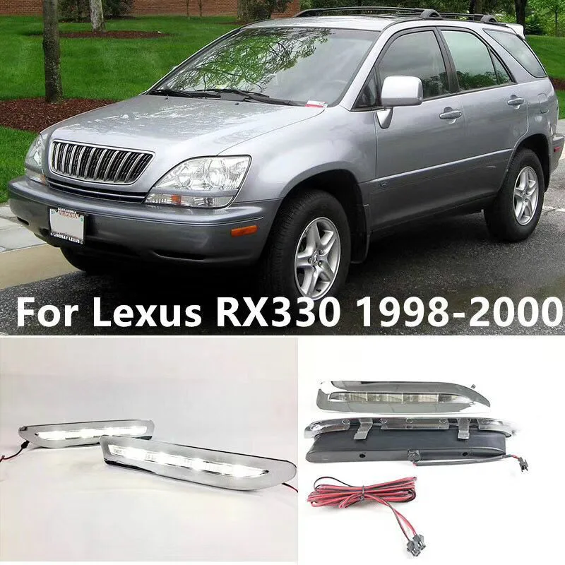 

2PCS For Lexus RX300 RX330 RX350 1999 2000 Chromed Strip Waterproof ABS Car DRL Lamp 12V LED Daytime Running Light Daylight