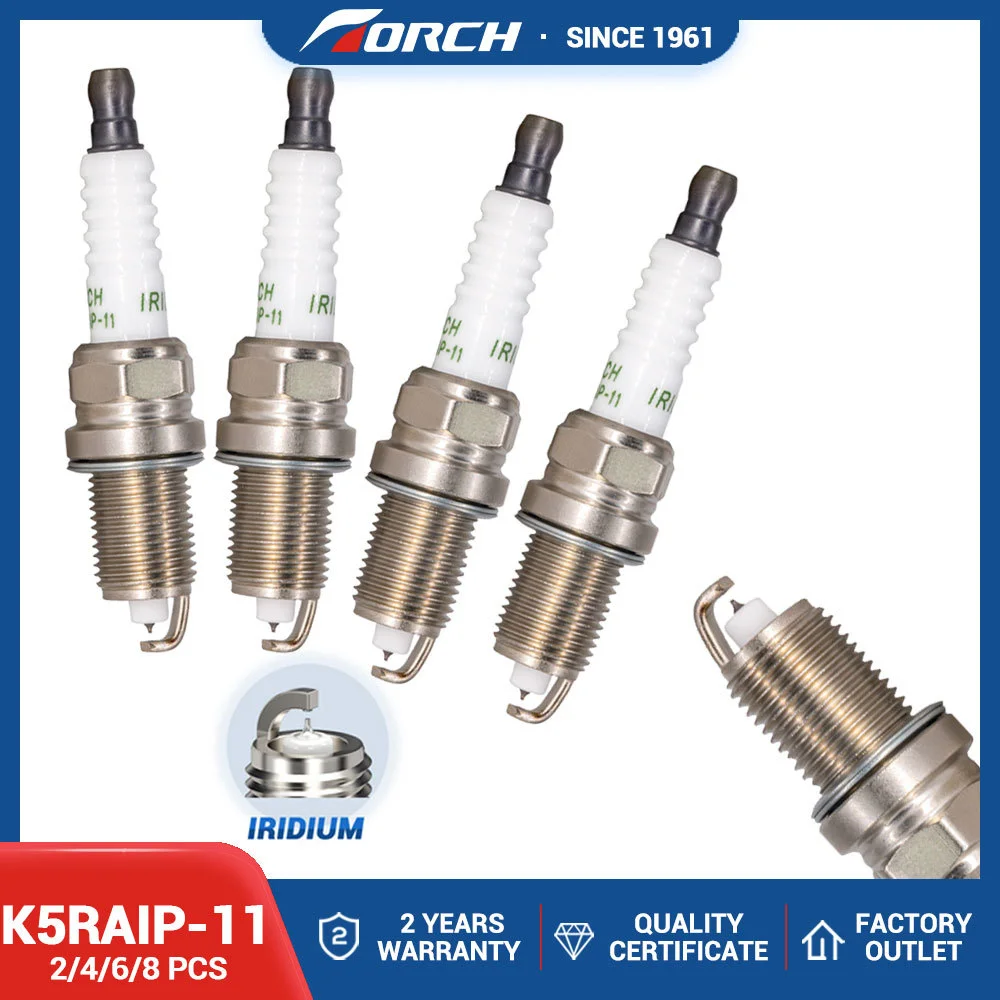 2-8PCS Iridium Spark Plugs Torch K5RAIP-11 Replace for PZFR5F-11 ZFR5J-11 ZFR5F-11 ZFR5FIX-11 Denso KJ16CRL11 FIAT 71739867