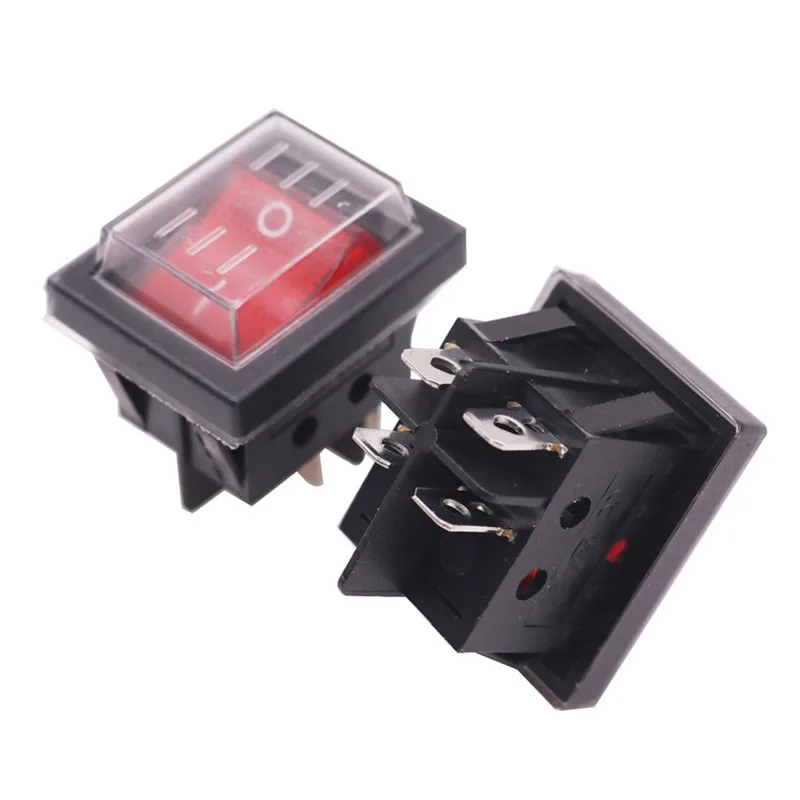 2 Pcs Red Button Rocker Switch 4 Plugs 37 * 30 * 30mm 16A 250V AC/20A 125V AC Electrical Equipment Switches Wholesale