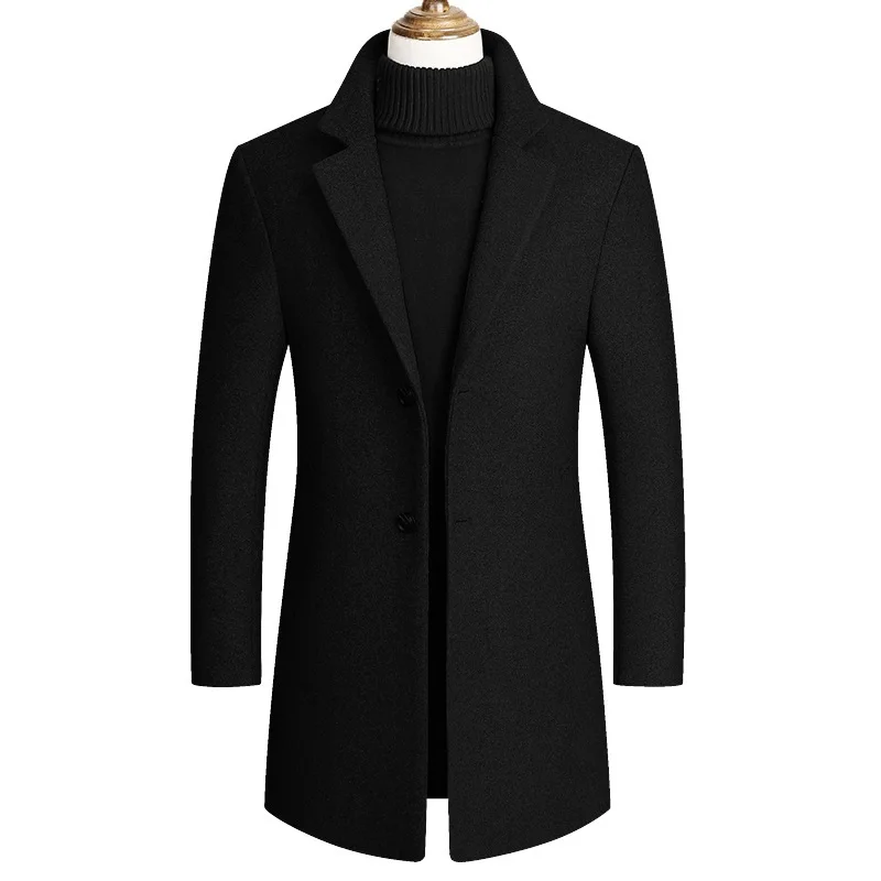 

Autumn Winter Wool Blend Coat Men Business Casual Wool Coat Overcoat Male Plus Size M-4XL High Quality Men Jacket Abrigo Hombre