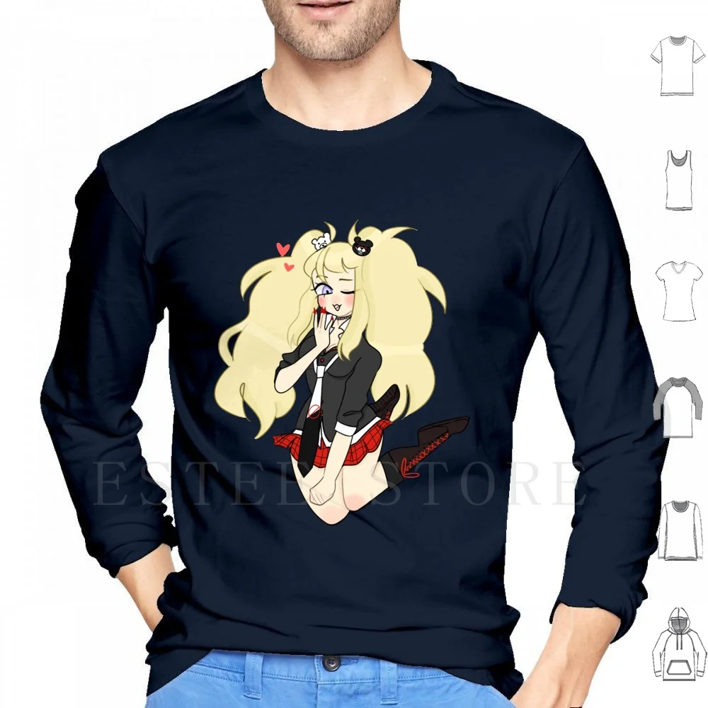 Junko Enoshima Hoodies Long Sleeve Danganronpa V3 Drv3 Dr Junko Enoshima Junko Enoshima Monokuma Trigger Happy