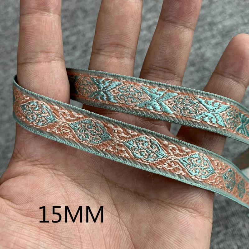 5 YARD 1.2CM~2.1CM Handmade Embroidery Lace Woven Jacquard Ribbon Trims Heart Geometric Design For Clothing Straps Accessory