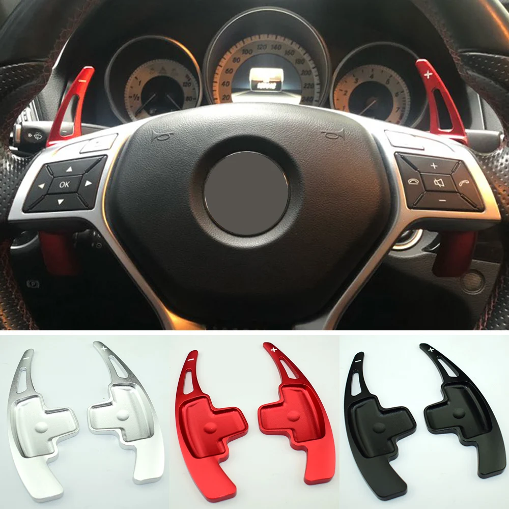 Red Aluminum Alloy Steering Wheel Shift Paddle Extension Shifters Replacement For Mercedes Benz E Class w204 w212 GLK CLA GLA