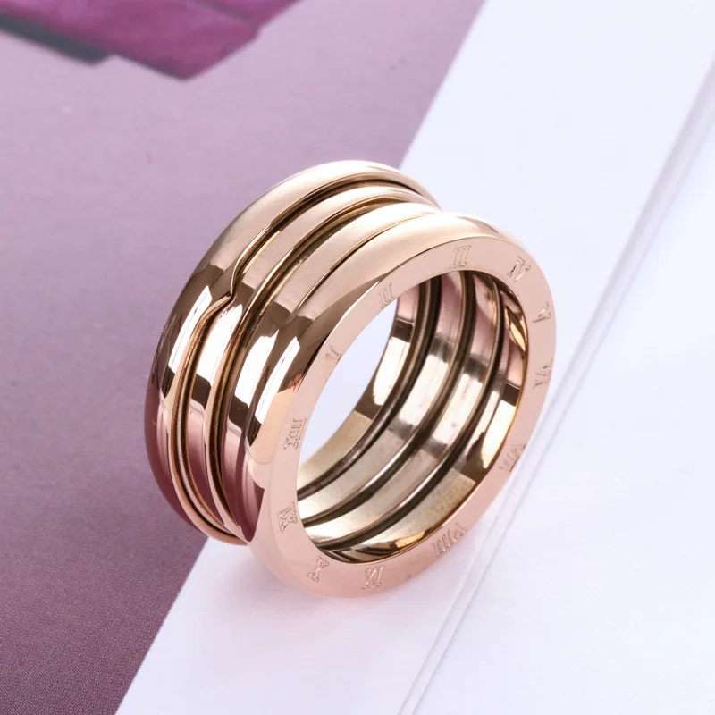 Classic Spring Numeral Ring for Men Women Rose Gold Color Stainless Steel Jewelry Gift (GR242)