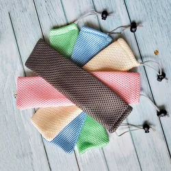 5Pcs Straw Bag Portable Travel Mesh Bag Straw Pouch Straw Carrying Case for Straw Cutlery Fork Spoon Tableware Sets Wholesale