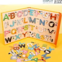 Juego de mesa Montessori de madera con letras magnéticas en inglés, 26 piezas, alfabeto, libro de aprendizaje de idiomas, juguete educativo para niños, regalos