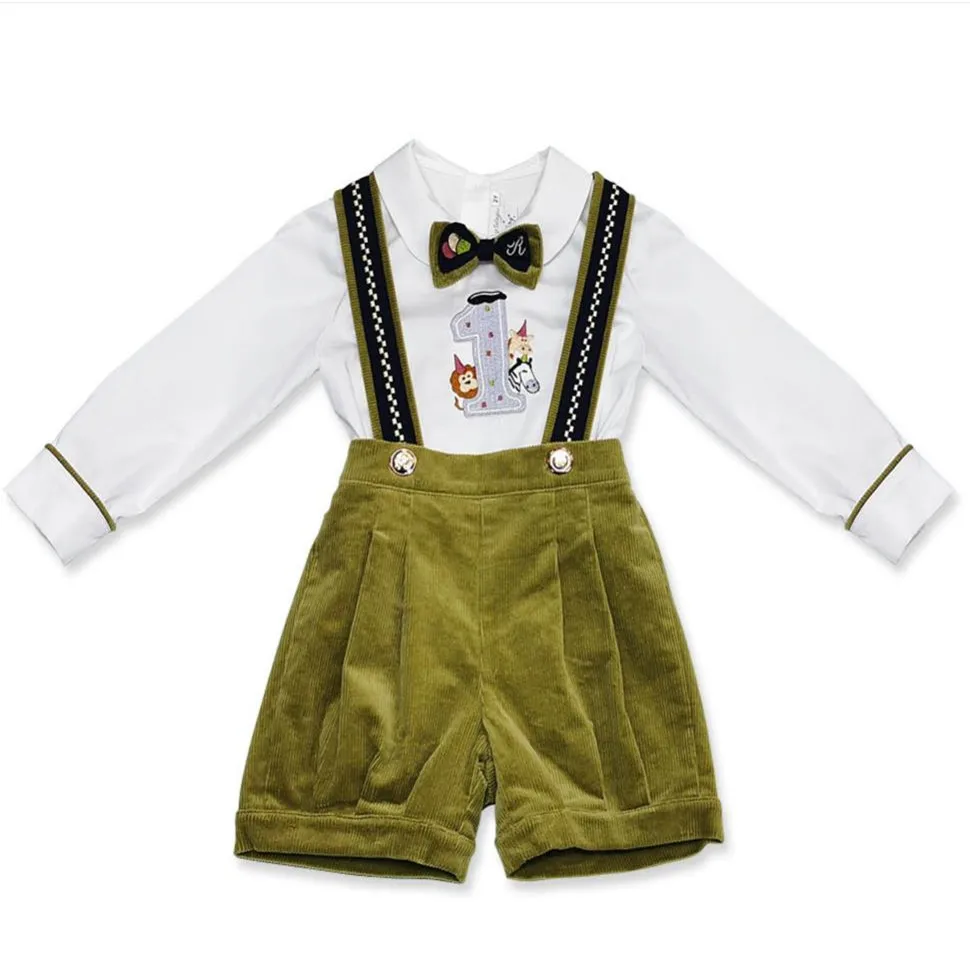 

Baby Rompers Fall Corduroy Boys Spanish Infant Kids long sleeve shirt+ Overall Bloomers Jumpsuit Lovely Strap Fashion