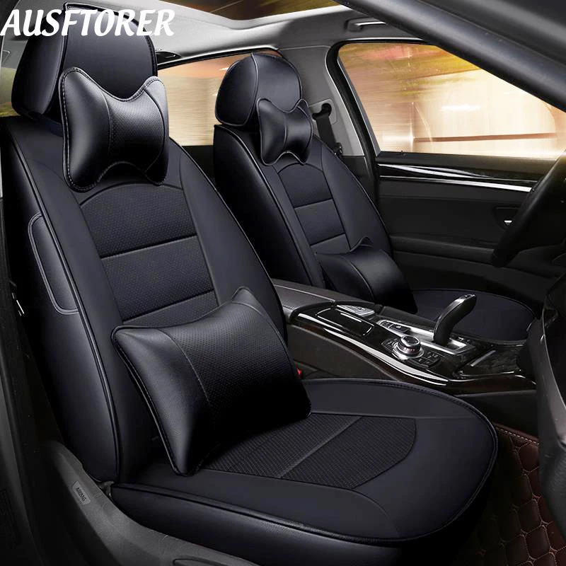 

AUSFTORER Genuine Leather & PVC Leather Auto Cushions for Renault Scenic Accessories Seat Cover Sets Car 5 & 7 Seats Protectors