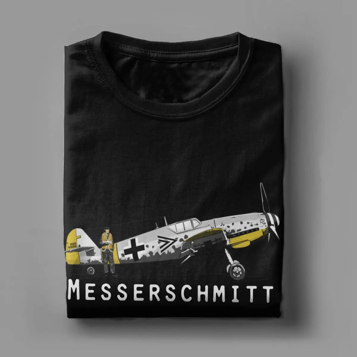 Funny Messerschmitt BF 109 T-Shirt for Men Cotton T Shirts Fighter Plane WW2 War Pilot Aircraft Airplane Tees 4XL 5XL Clothing