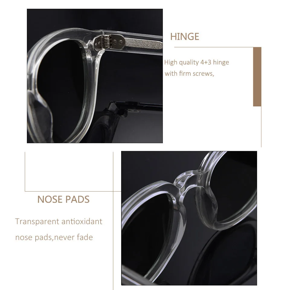 Transparent Acetate Blue Tint Sunglasses Men Round Sun Glasses Small Medium Brand Design Trendy Shades For Women Vintage Oculos