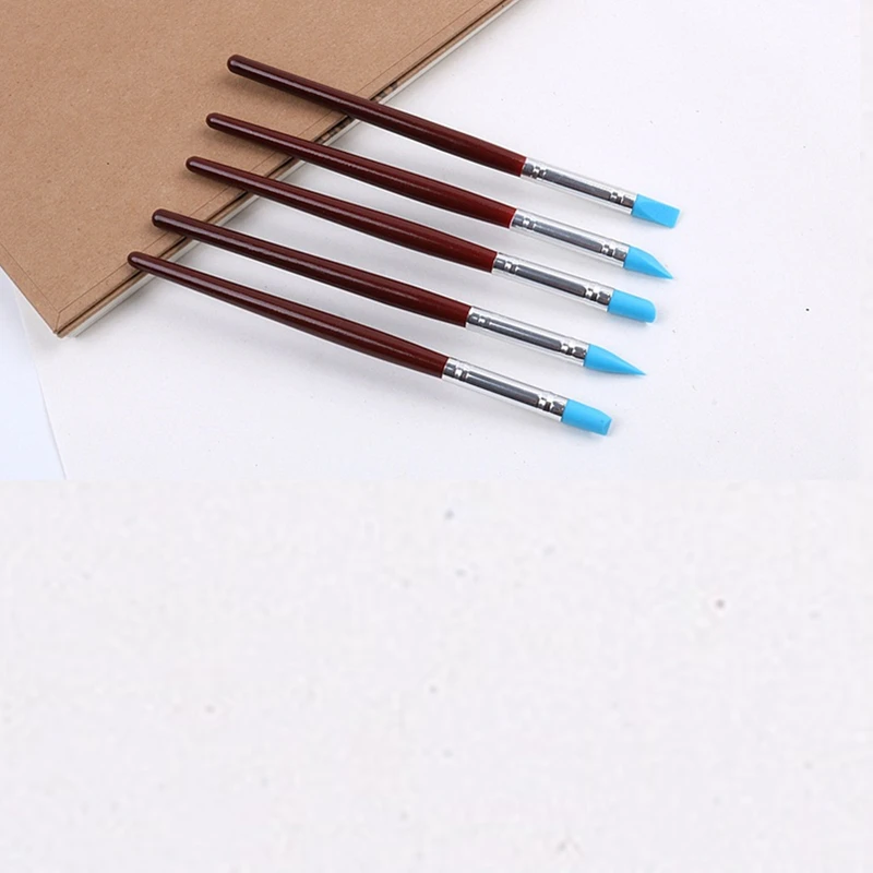 Pinceles de goma con punta de silicona para pintura, herramientas de modelado de escultura de arcilla, punta de goma para tallado de pintura, 3mm/8mm, 5 unidades