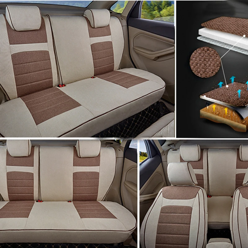 AutoDecorun Custom Cover Seat For VW Volkswagen Caddy 2005 Seat Covers Set Car Cushion Linen Fabric Automobiles Auto Accessories