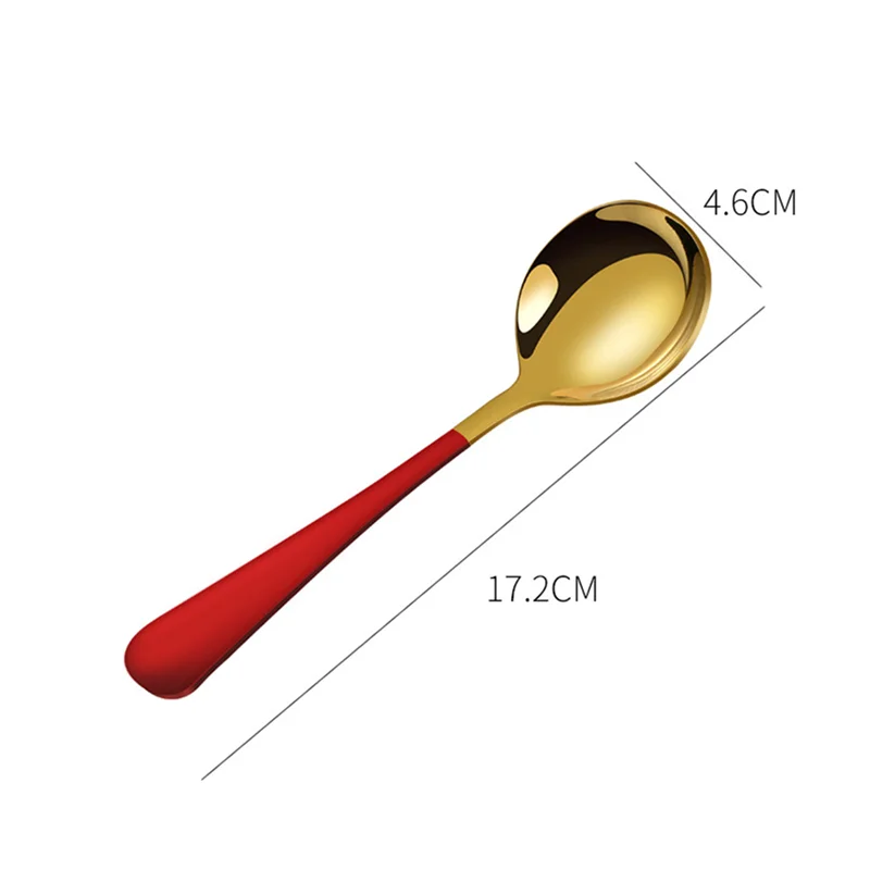 17.2cm*4.6cm Stainless Steel Coffee Spoons Round Head Home Tea Ice Cream Dessert Spoon Dinner Tableware Kitchen Accessories