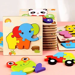 Baby houten speelgoed 3D houten puzzel Cartoon dieren matchende spelletjes Intelligentie puzzelspeelgoed voor kinderen Educatief