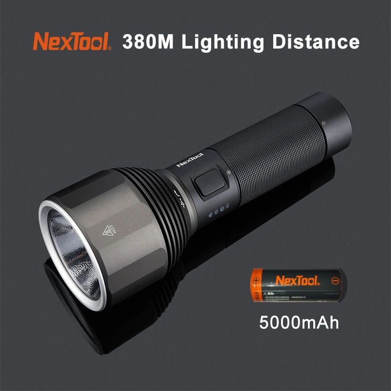 

Original NexTool Rechargeable Flashlight 5000mAh 2000lm 380m 5 Mode IPX7 Waterproof LED light Type-C Searching Torch for Camping