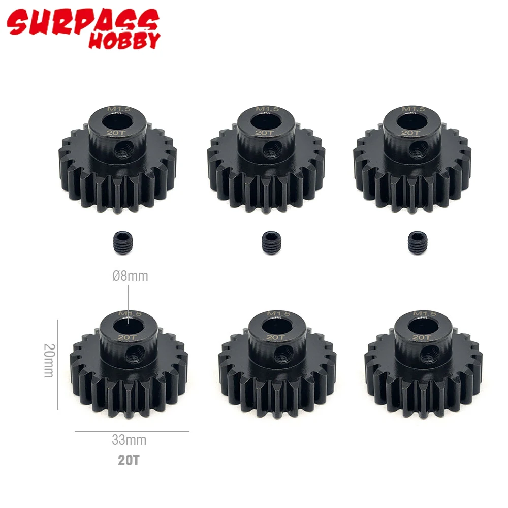 3pcs/lot Surpass Hobby M1.5 11T-25T 8.0mm Shaft Alloy Pinion Gear Compatible With 55 56 Series Hobbywing 56113 5687 4985 Motor