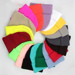 Gorro de lana para hombre y mujer, Gorro de punto suave y cálido, de color liso, para esquí, 24 colores, para Otoño e Invierno