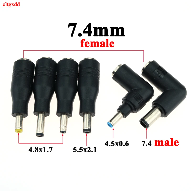 1X DC 7.4x5.0mm 7.4*0.6 kobieta do 7.4*5.0 4.5*0.6 4.8*1.7mm 5.5*2.1/5.5x2.1mm męska wtyczka do HP DELL zasilacz laptopa wtyczka