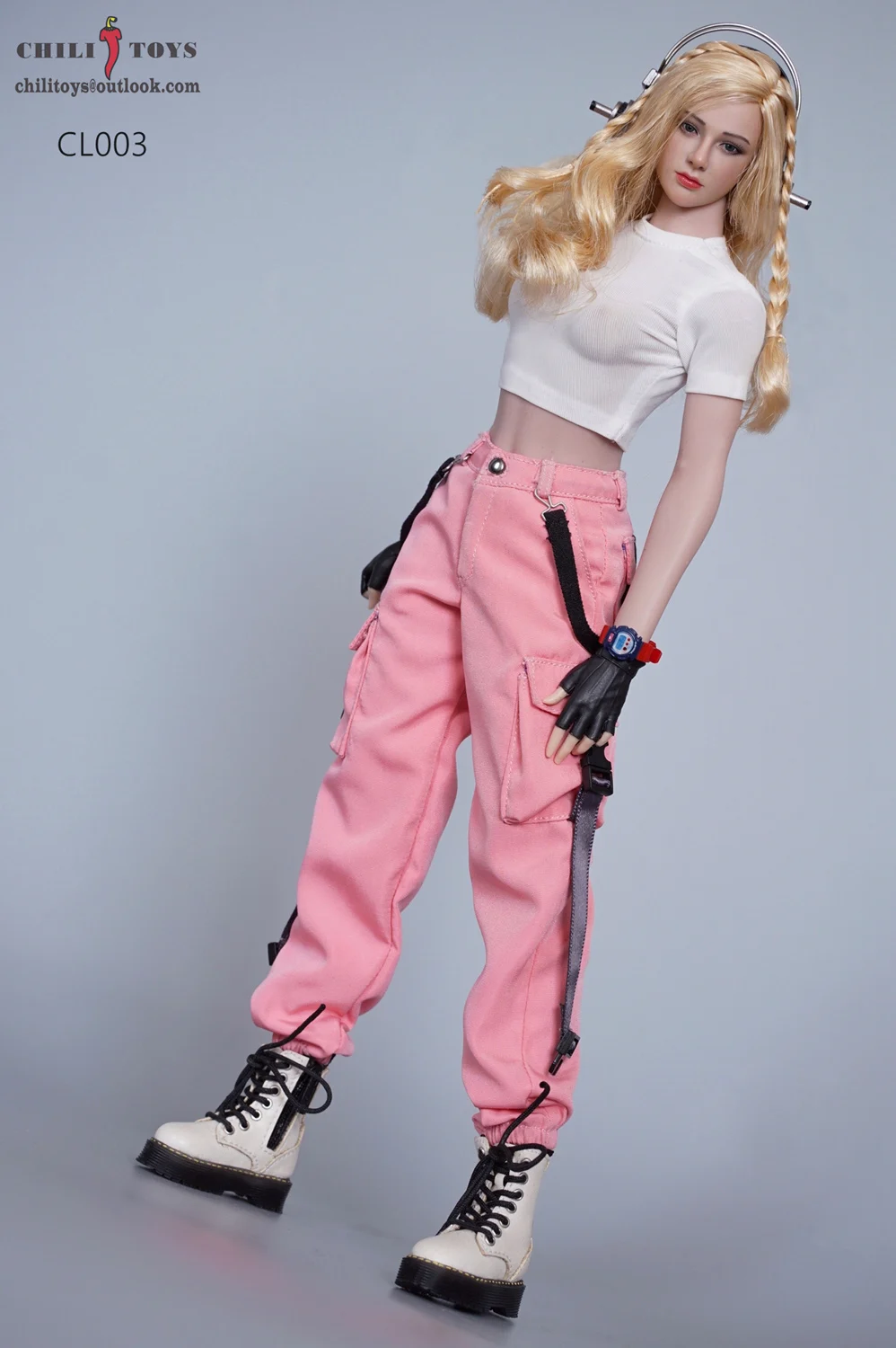 CHILI TOYS CL003 1/6 Girls T-shirt  Multi-pocket Pants Combat Uniform Overalls Suit  Model Fit 12'' Female Action Figure Body