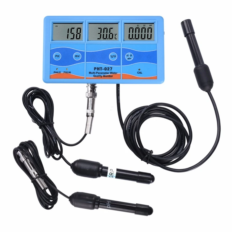 

6in1 Online Digital Water Quality Monitor PH ORP/mV EC CF TDS Temp Multi-parameter Aquarium Water Quality pH Electrode Analyzer