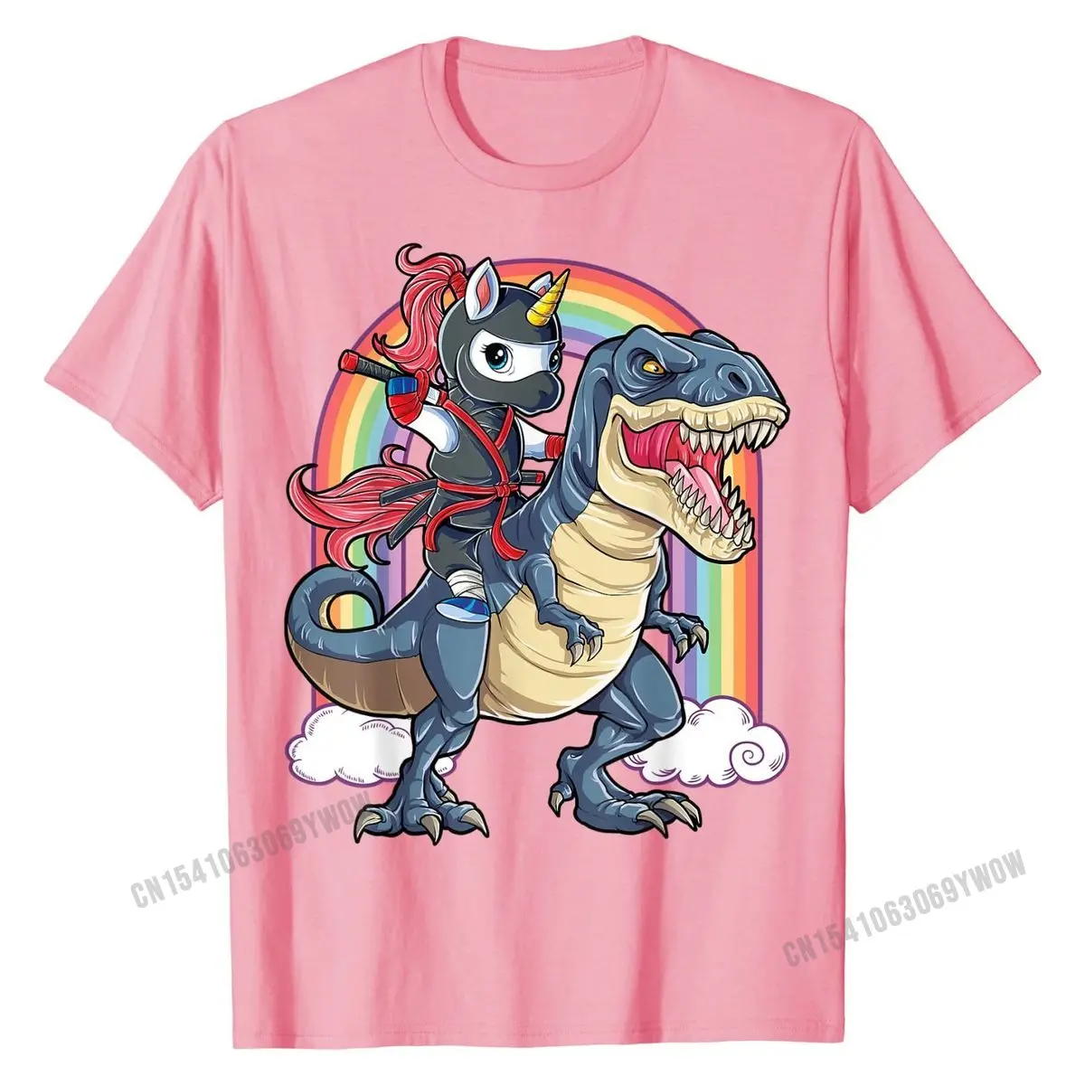 Ninja Unicorn Riding Dinosaur T rex Shirt Boys Girls Kids T Shirts Tops & Tees Family Cotton Summer Gift Mens