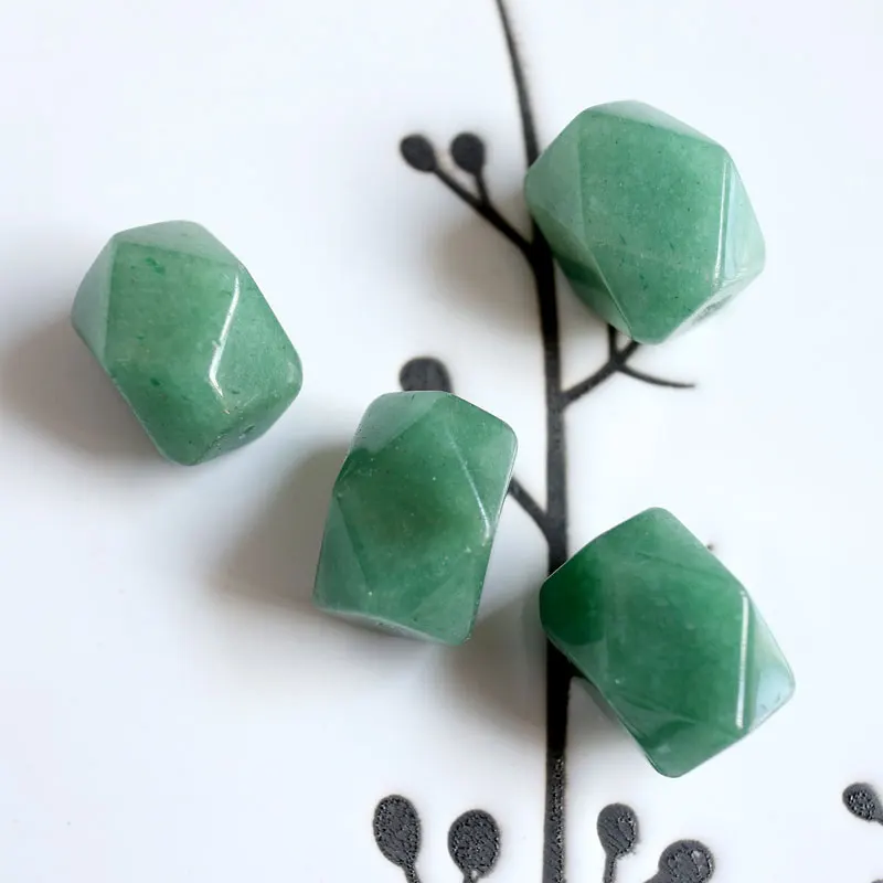 4 pcs/lot Natural Aventurine Faceted Nugget 9x12mm 13x18mm Loose Beads Jewelry Making DIY for Women