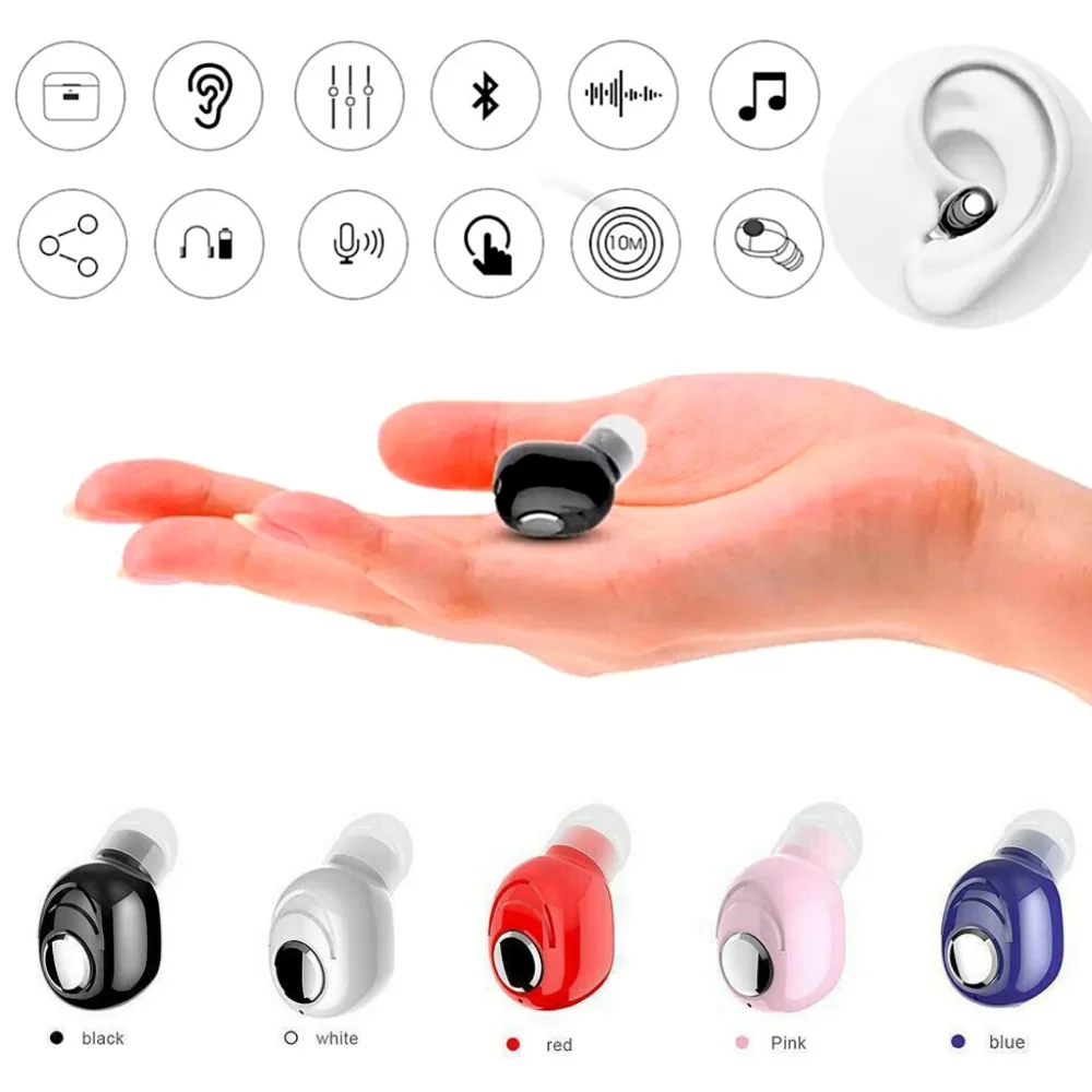 Mini Wireless Bluetooth Earphone V5.0 Stereo in-ear Headset with Mic Sports Running Earbuds Earphones for Samsung Huawei Xiaomi