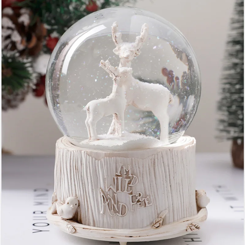 

Music Crystal Ball Music Box Ornament Snowflake Christmas Gift Music Night Light Girl Birthday Gift Desk Accessories