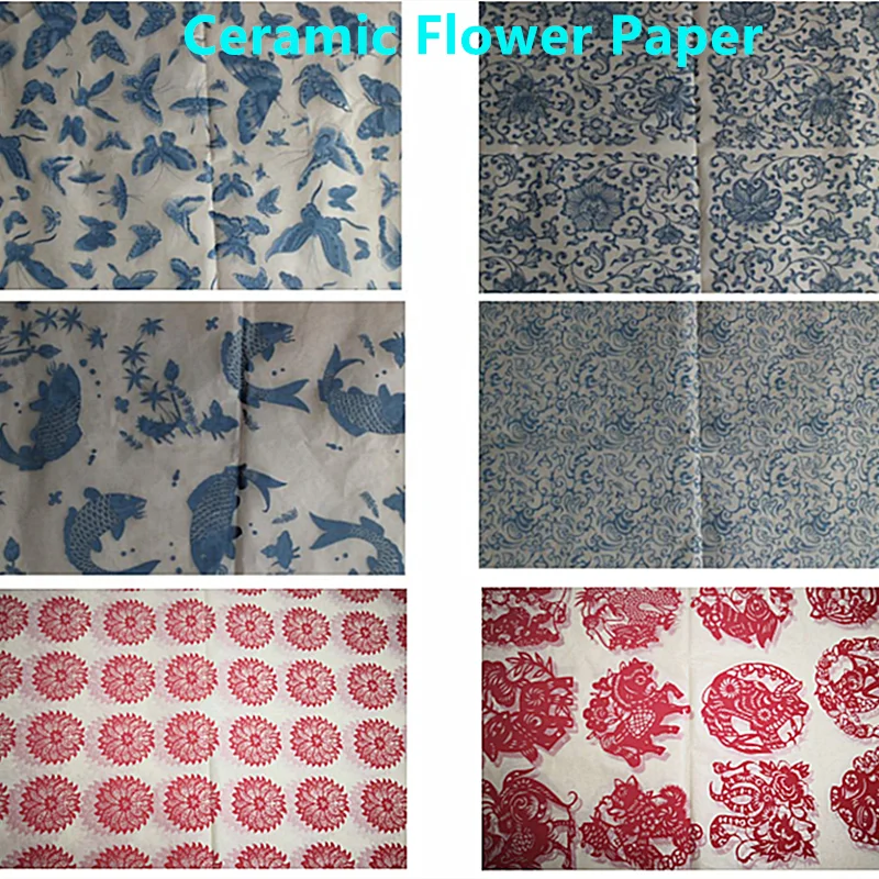 3PCS/Set Transfer Paper Ceramic Underglaze Colorful Flower Paper Blue And White Porcelain High Temperature Ceramic Decals XJ103