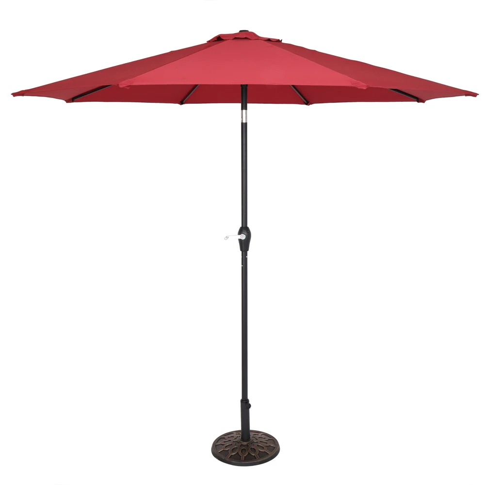 9FT Outdoor Patio Central Umbrella Waterproof Folding Sunshade 270x270x243CM Wine Red/Top Color Easy to Use[US-Stock]