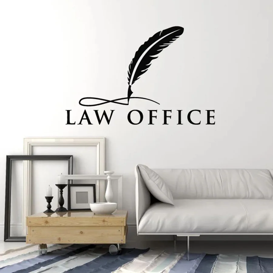 Feather Pen Wall Decal Words Law Office Studio Legislation Juridical Service Center Interior Wall Sticker Bedroom Home Decor