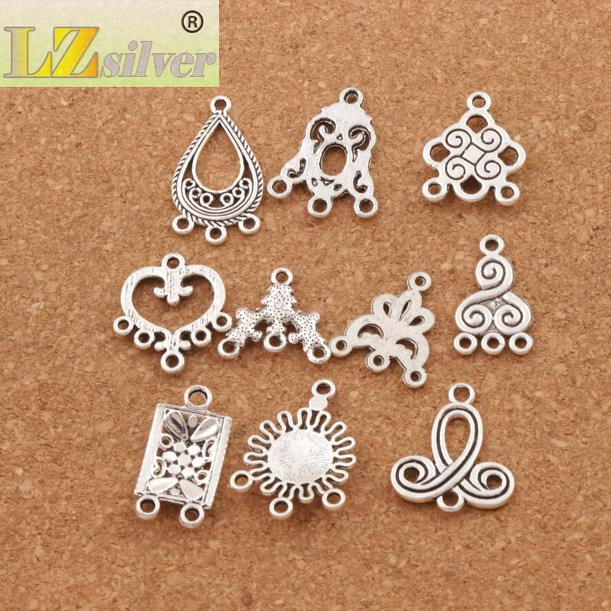 Pendants Earrings Connectors for Jewelry Craft DIY LM1 20pcs 10styles Zinc Alloy Metal Lzsilver