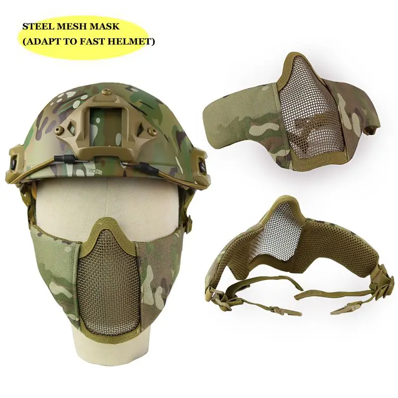 Máscara táctica de malla de acero para casco rápido - media cara