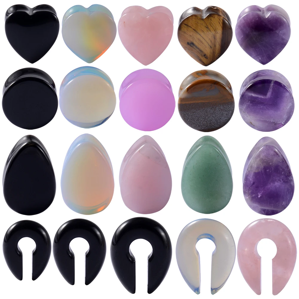 Heart Shape/Teardrop Stone Ear Plug Tunnel Earring Gauges Helix Piercing Ear Stretcher Ear Plugs Body Piercing Jewelry 6mm-25mm