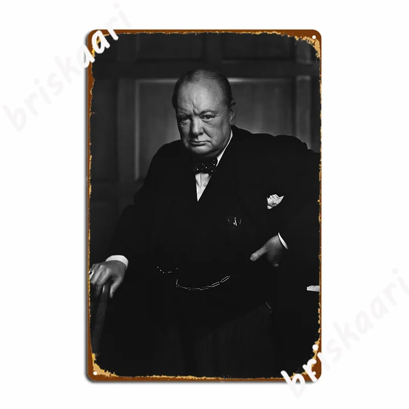 Winston Churchill Portrait The Roaring Lion Yousuf Karsh Metal Sign Wall Pub Club Bar Classic Mural Painting Tin Sign Poster