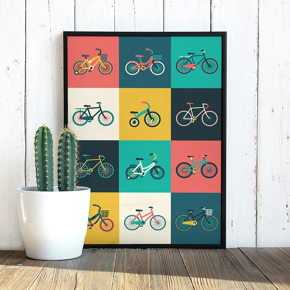 

Bicycle Lover Gift for Cyclist Canvas Painting Minimalist Cycling Wall Art Poster Print Bike Modern Pictures for Living Room