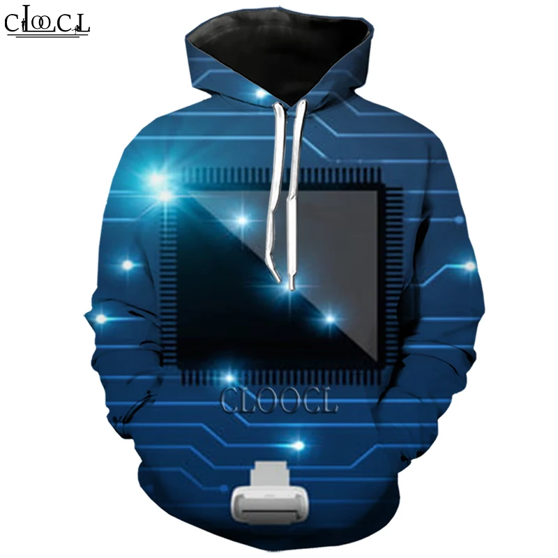 HX Fashion Men Women Electronic Chip 3D Print Hood Casual Harajuku Autumn Tracksuit Style Hot Sale Hoody Tops Drop Shipping