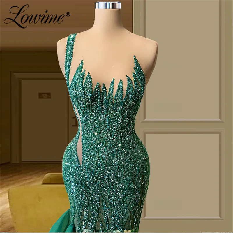 Lowime-vestido de festa longo de sereia, contas pesadas, verde, tamanhos grandes de 2021, vestidos formais femininos para o oriente médio, vestidos de baile