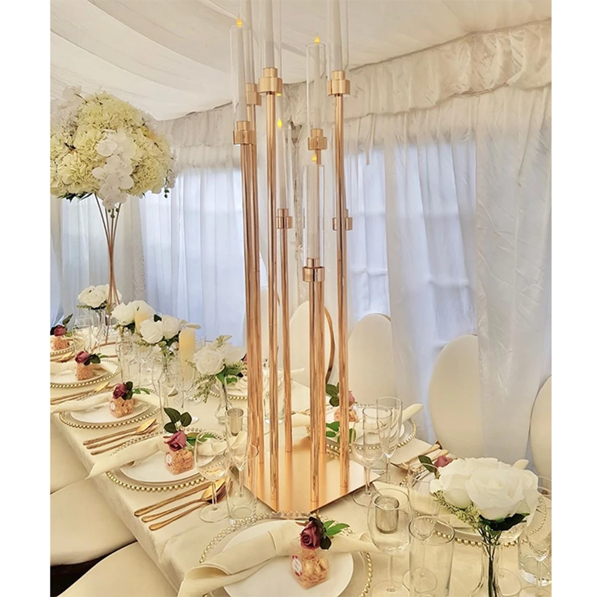 

10pcs)Wedding Metal Tall Table Centerpieces Road Lead Gold for Home Decoration Event table decor AB0759