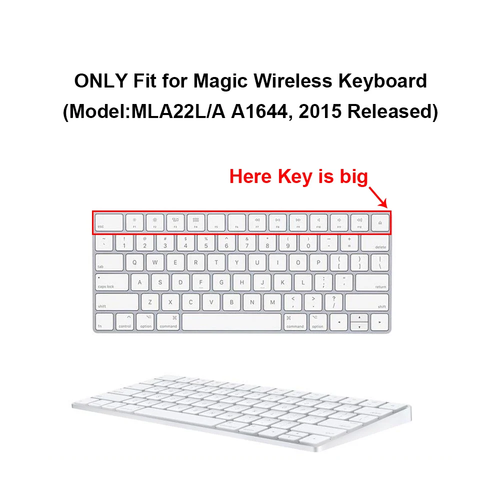 HRH Slim ESP Spanish Keyboard Cover Silicone Skin For Apple Magic Wireless Bluetooth Keyboard MLA22LL/A (A1644,2015 Released)