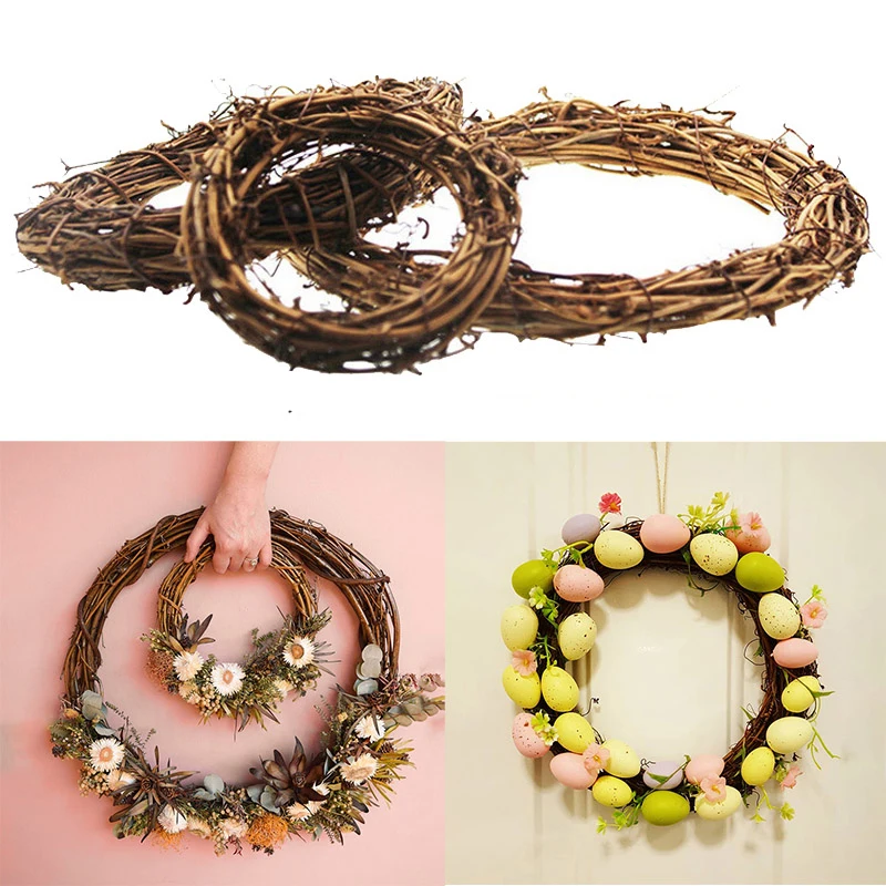 1Pc Wooden Hoops flower vine decor home Iron/Rattan wreath Wedding decoration Floral garland Dream catcher hoop Baby shower 40cm