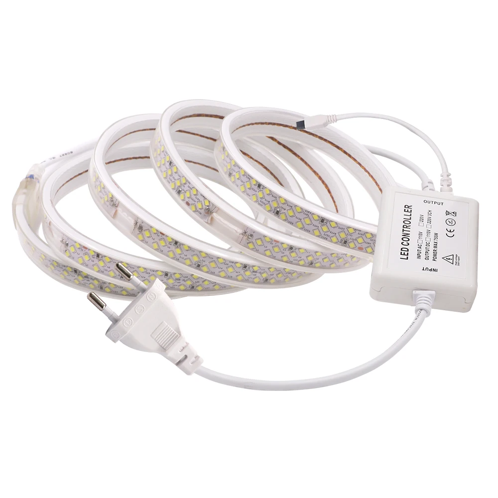 220V 2835 Led Strip Light Remote Control 276LEDs/m Three Rows Tilt Style Diagonal Flexible Led Ribbon Dimmable Dimmer Lighting