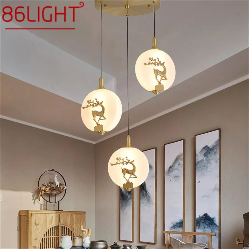 

86LIGHT New Pendant Light Modern Luxury Brass Lamp Fixtures LED Decorative For Home Stairs Dining Room