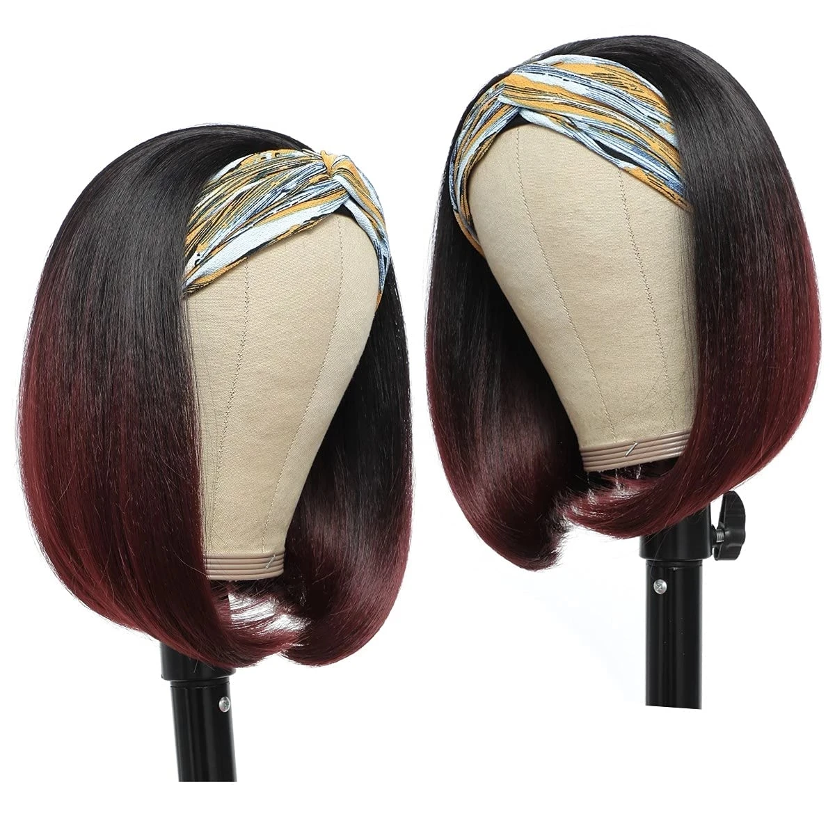 Straight Short Bob Wigs with Headband 10 12 14 inch Synthetic Glueless Machine Made Wigs for Black Women Many Color New