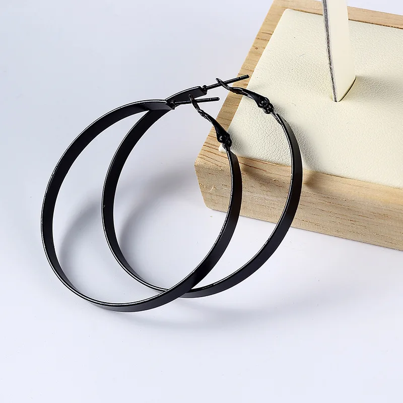 BLIJERY New Fashion Black Hoop Earrings for Women Jewelry Punk Big Circle Earrings Basketball Brincos Femme Gift