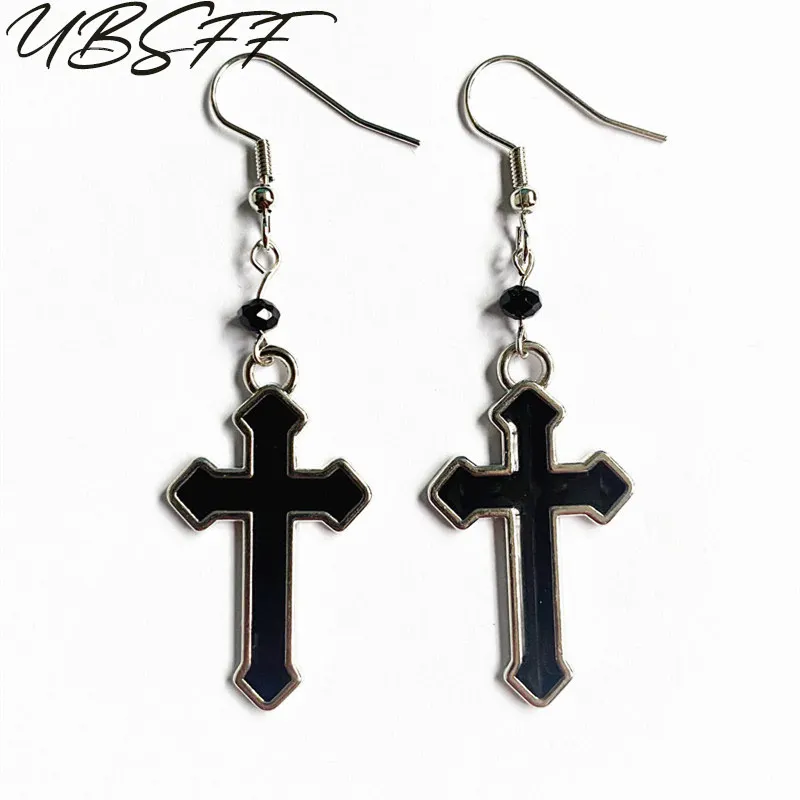 2021 Hot Sale Enamel Dripping Oil Simple Catholicism Crosses Earring Charm for DIY Creative Earring Jewelry Findings