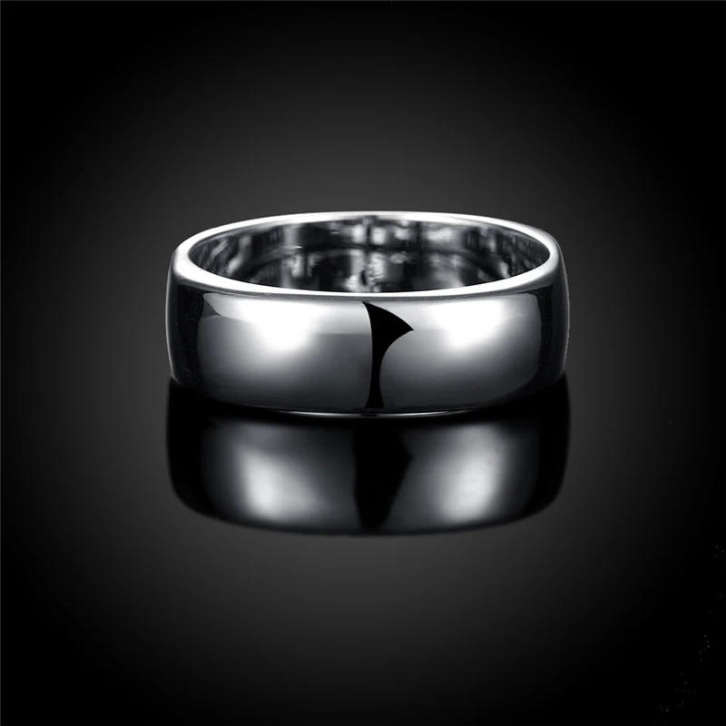 DOTEFFIL Square Circle Rings For Women Men Brand Fashion Simple Wedding Engagement Party Silver Color Jewelry