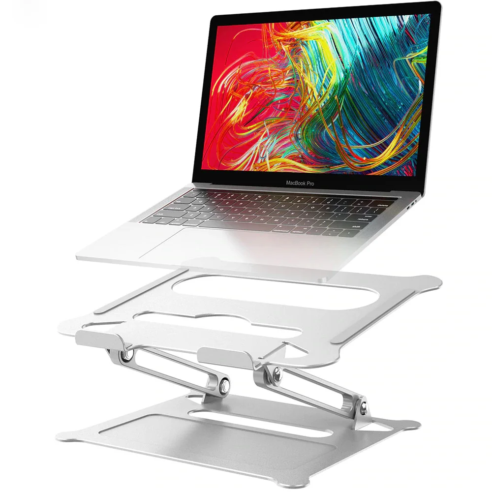 Adjustable Aluminum Laptop Stand Ergonomic Multi-Angle Desk Laptop Holder w/Heat-Vent for Notebook MacBook Dell HP More 10-17.3