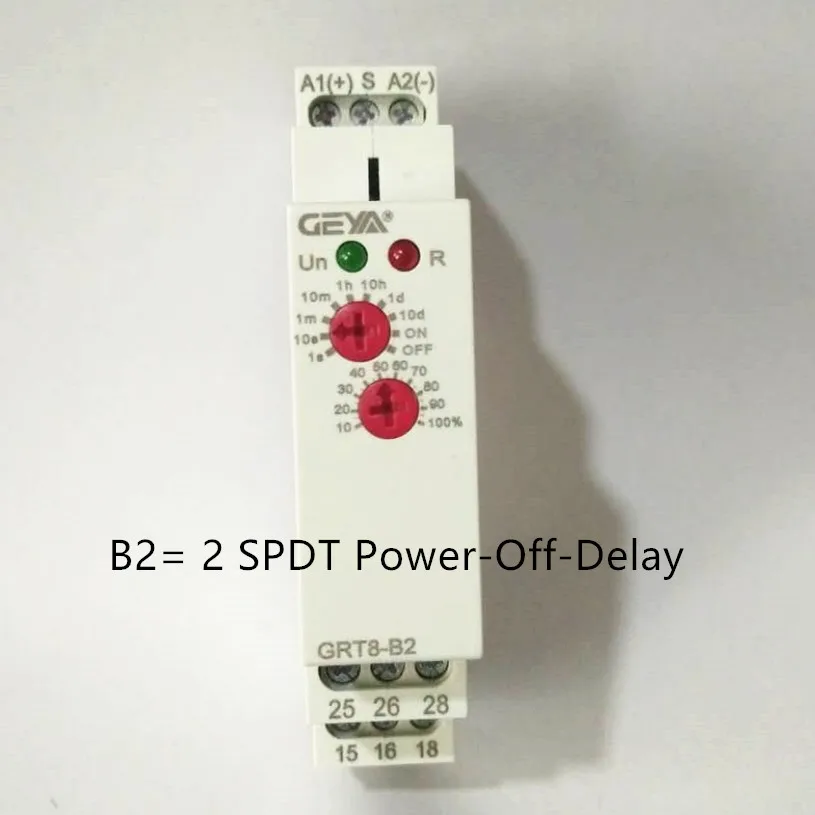 1pcs DIN Rail 16A 12V 24V 220V SPDT Delay OFF Timer GRT8-B AC230V or AC/DC12-240V Power Off Delay Time Relay