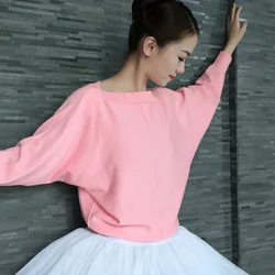 Pull de danse de ballet pour femme, manches longues, tricot rond, échauffement de ballet en Y, adulte, hiver